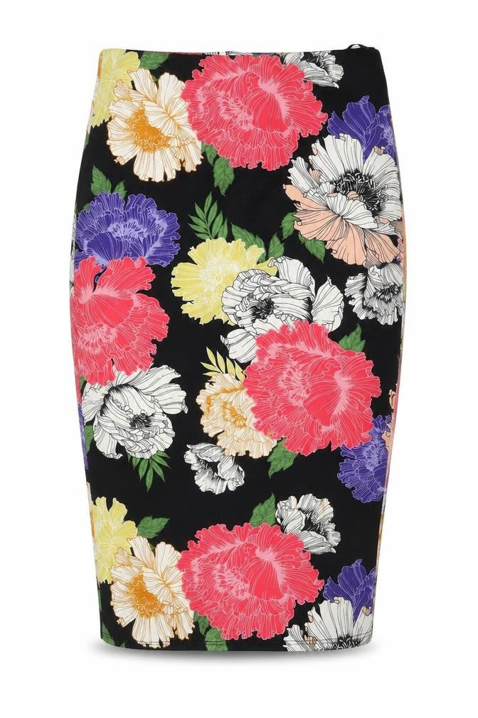 Miss Selfridge Womens Multicoloured Floral Polyester Straight & Pencil Skirt Size 12 Zip