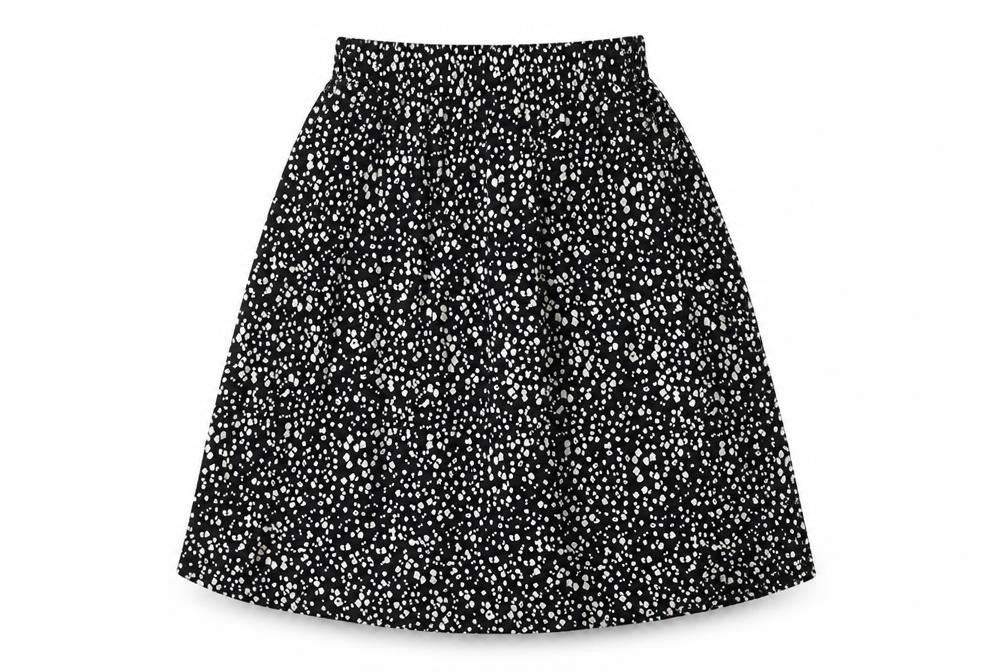 Marks & Spencer Womens Black Geometric Viscose A-Line Skirt Size 6 - Elasticated Waist