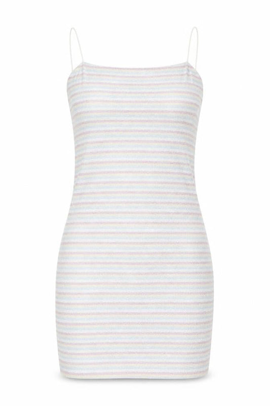Topshop Womens Multicoloured Striped Polyester Mini Size 10 Square Neck Zip - Glitter
