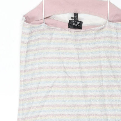 Topshop Womens Multicoloured Striped Polyester Mini Size 10 Square Neck Zip - Glitter