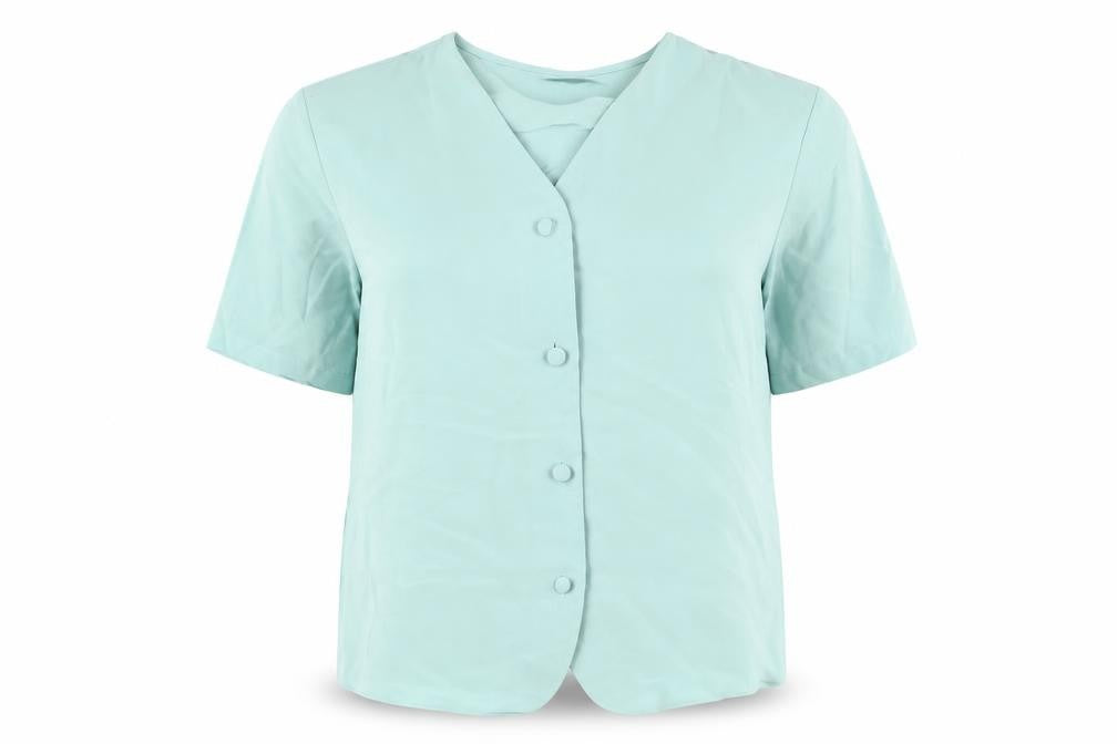 St Michael Womens Blue Polyester Basic Blouse Size 10 V-Neck
