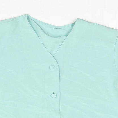 St Michael Womens Blue Polyester Basic Blouse Size 10 V-Neck