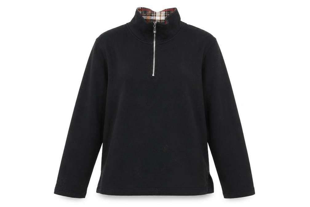 Time Fashion Womens Black Cotton Pullover Sweatshirt Size M Zip