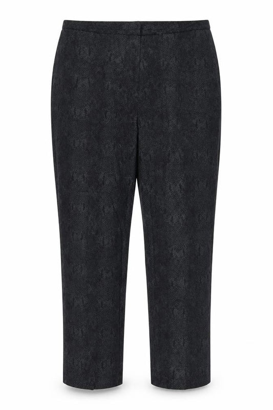 Anya Womens Grey Animal Print Cotton Trousers Size 20 L31 in Regular Hook & Eye