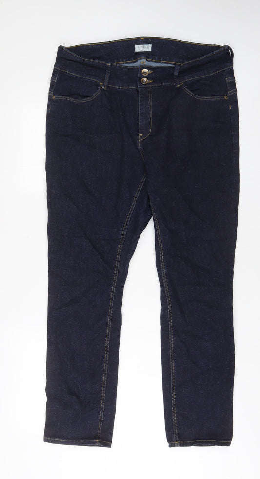 Lindex Womens Blue Cotton Straight Jeans Size 36 in L30 in Regular Zip
