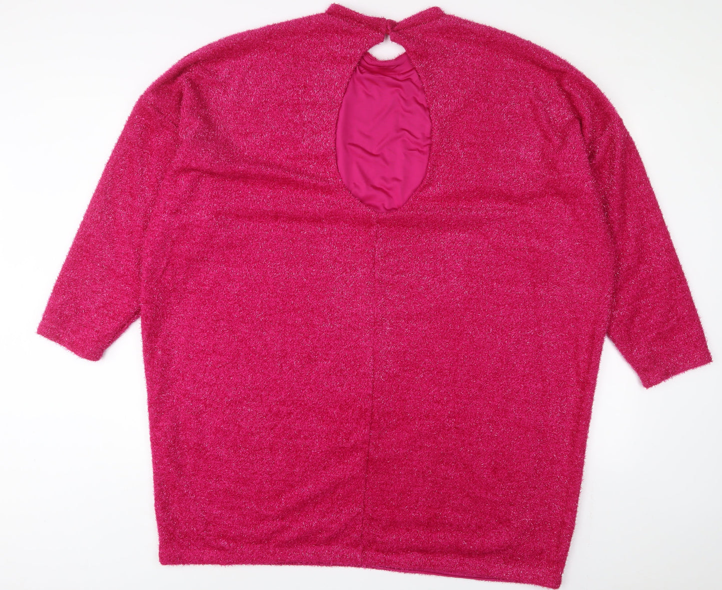 H&M Womens Pink Polyester Jumper Dress Size XL Round Neck Button