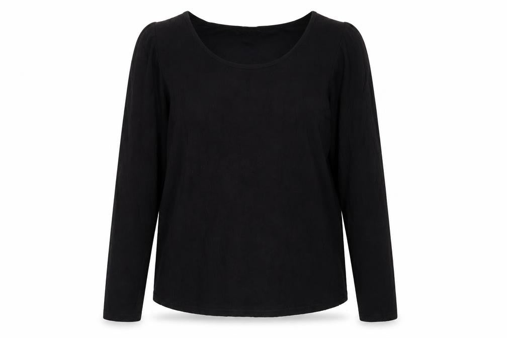 Lindex Womens Black Polyester Basic T-Shirt Size XL Crew Neck - Shoulder Pads