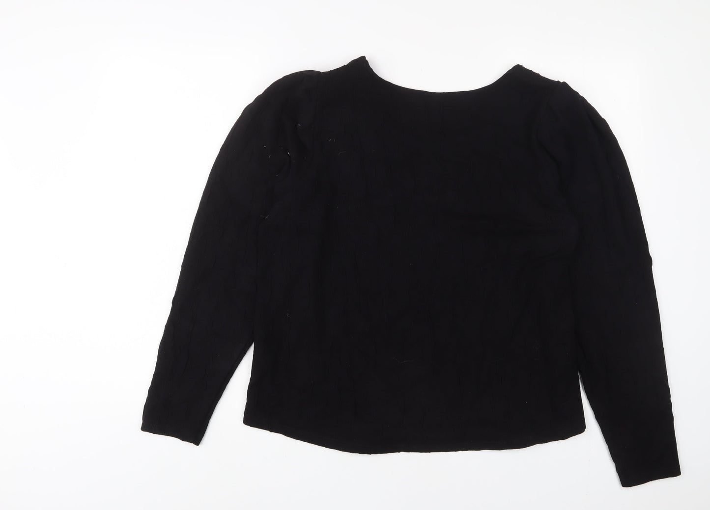 Lindex Womens Black Polyester Basic T-Shirt Size XL Crew Neck - Shoulder Pads