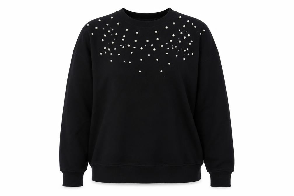 Lindex Womens Black Polyester Pullover Sweatshirt Size XL Pullover - Beaded