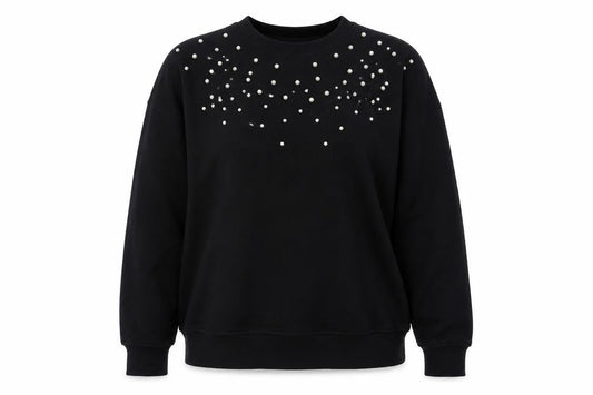 Lindex Womens Black Polyester Pullover Sweatshirt Size XL Pullover - Beaded