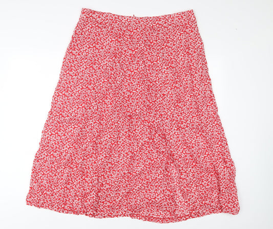 Louche Womens Red Floral Viscose A-Line Skirt Size 34 in Zip