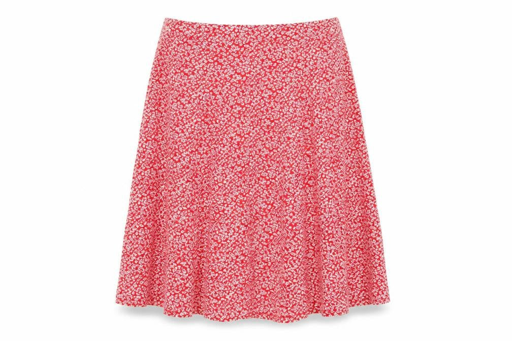 Louche Womens Red Floral Viscose A-Line Skirt Size 34 in Zip