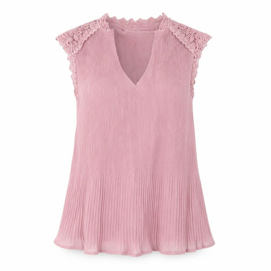 NEXT Womens Pink Polyester Basic Blouse Size 10 V-Neck - Pleated, Crotchet