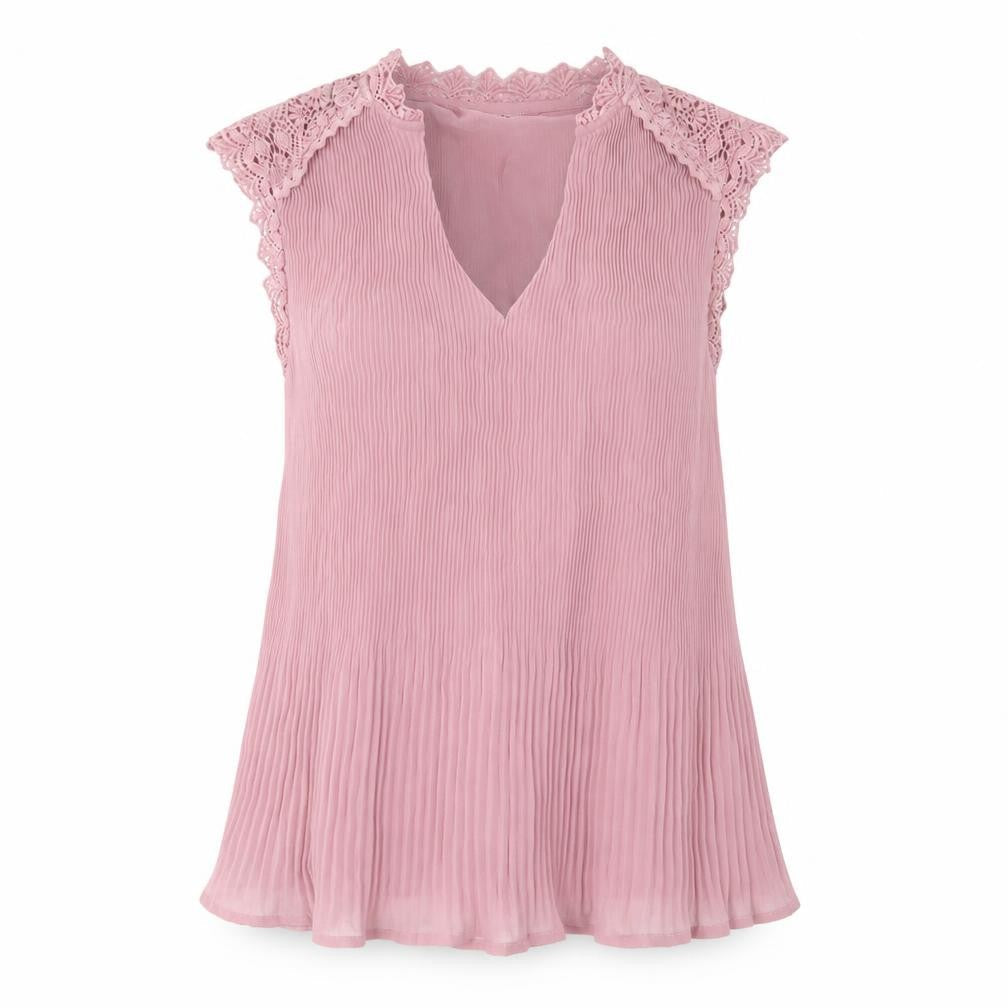 NEXT Womens Pink Polyester Basic Blouse Size 10 V-Neck - Pleated, Crotchet