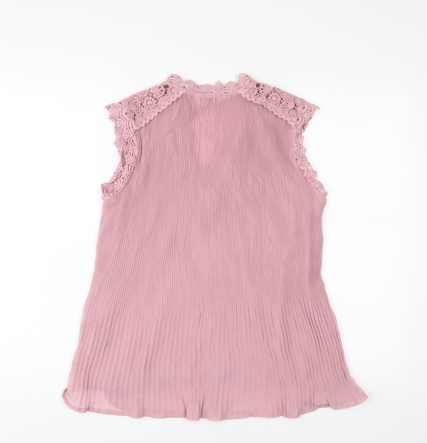 NEXT Womens Pink Polyester Basic Blouse Size 10 V-Neck - Pleated, Crotchet