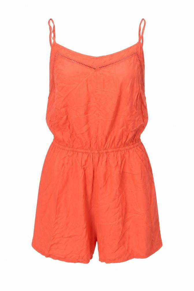 H&M Womens Orange Viscose Playsuit One-Piece Size 8 Pullover - Embroidered