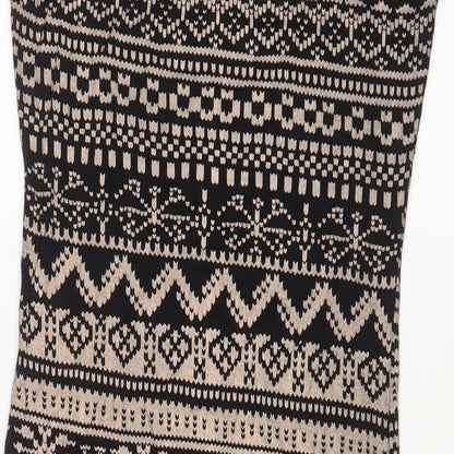 Brand and care label for izabel London women’s black geometric viscose bodycon, size UK 10, roll neck pullover
