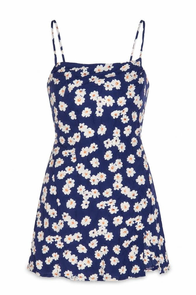 Verge Girl Womens Blue Floral Polyester A-Line Size 12 V-Neck Pullover