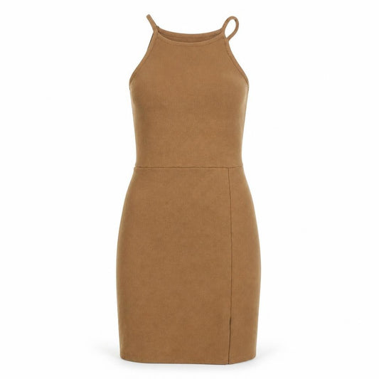 PRETTYLITTLETHING Womens Brown Polyester Bodycon Size 4 Square Neck Pullover