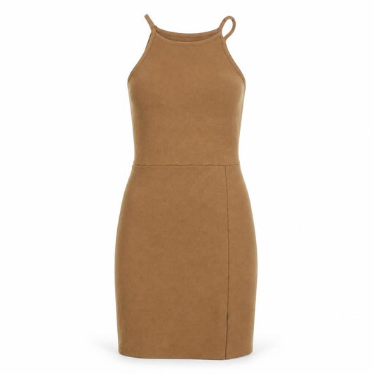 PRETTYLITTLETHING Womens Brown Polyester Bodycon Size 4 Square Neck Pullover