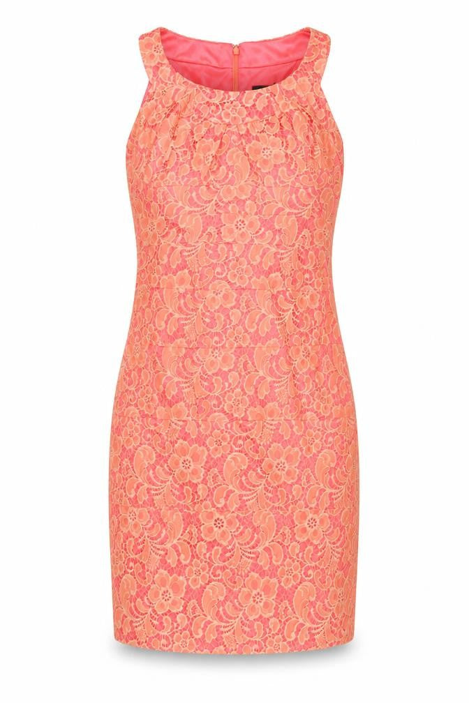 NEXT Womens Pink Nylon Sheath Size 8 Scoop Neck Zip - Pleated