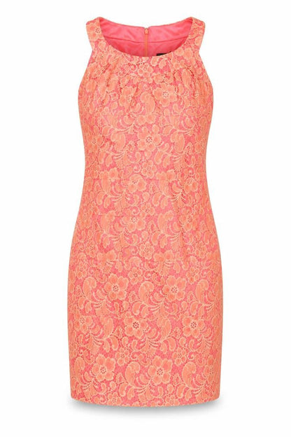 Next Womens Pink Nylon Sheath Size 8 Scoop Neck Zip - Pleated