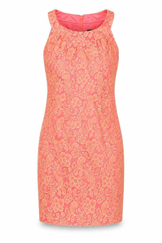 Next Womens Pink Nylon Sheath Size 8 Scoop Neck Zip - Pleated