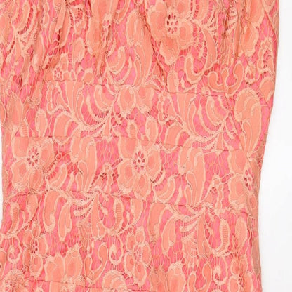 Next Womens Pink Nylon Sheath Size 8 Scoop Neck Zip - Pleated
