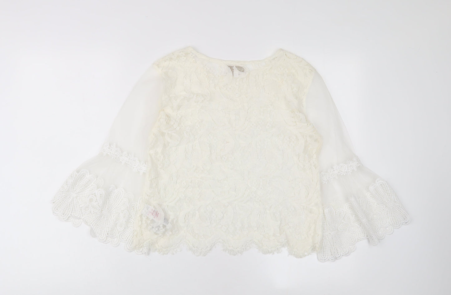 Apricot Womens Ivory Viscose Basic Blouse Size 10 Crew Neck