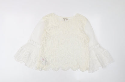 Apricot Womens Ivory Viscose Basic Blouse Size 10 Crew Neck