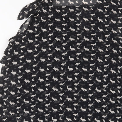 Monsoon Womens Black Geometric Polyester Basic Tank Size 10 Cowl Neck