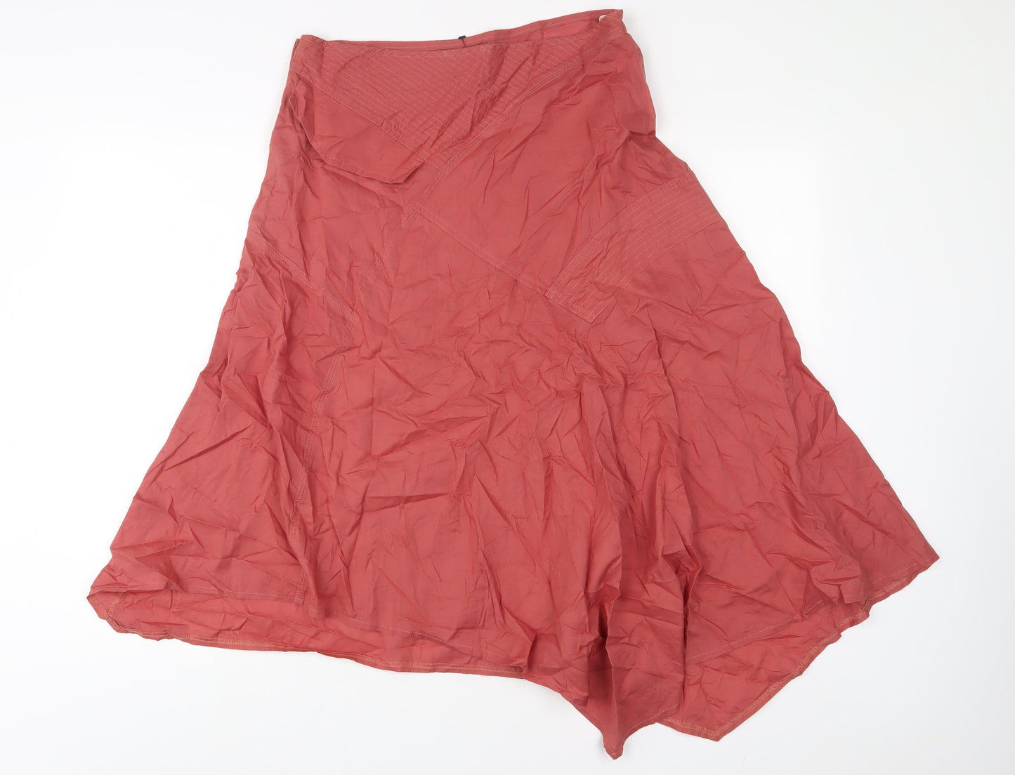 Sisley Womens Red Cotton A-Line Skirt Size 12 Snap