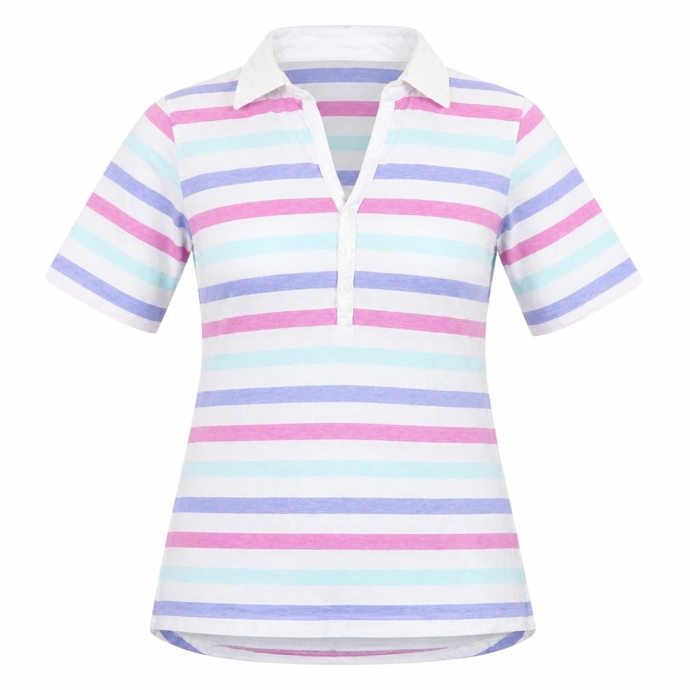 Golf.Co Womens Multicoloured Striped Cotton Basic Polo Size M Collared