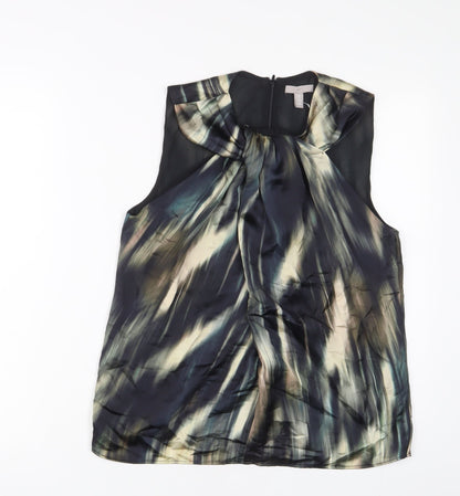 H&M Womens Multicoloured Geometric Polyester Basic Tank Size S Crew Neck