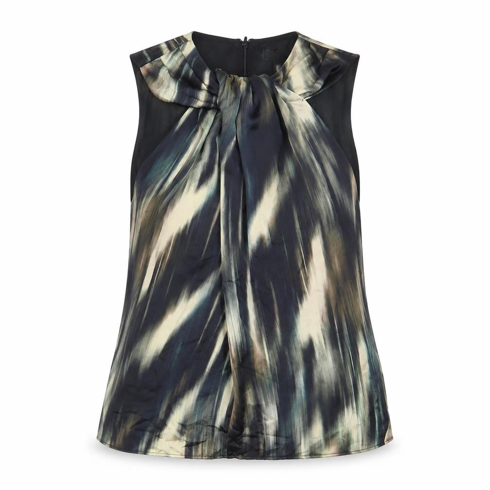 H&M Womens Multicoloured Geometric Polyester Basic Tank Size S Crew Neck