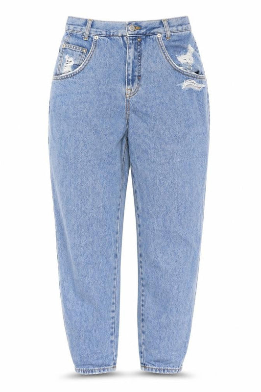Pull&Bear Womens Blue Cotton Mom Jeans Size 8 L28 in Regular Zip