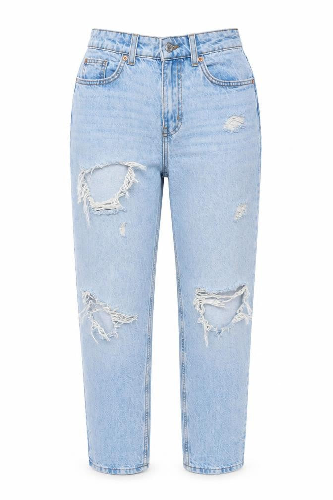 Denim & Co. Womens Blue Cotton Mom Jeans Size 6 L28 in Regular Zip
