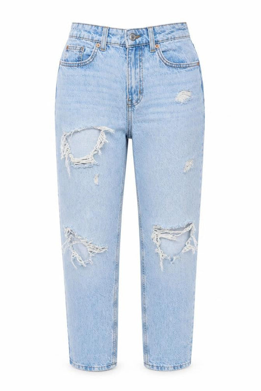 Denim & Co. Womens Blue Cotton Mom Jeans Size 6 L28 in Regular Zip