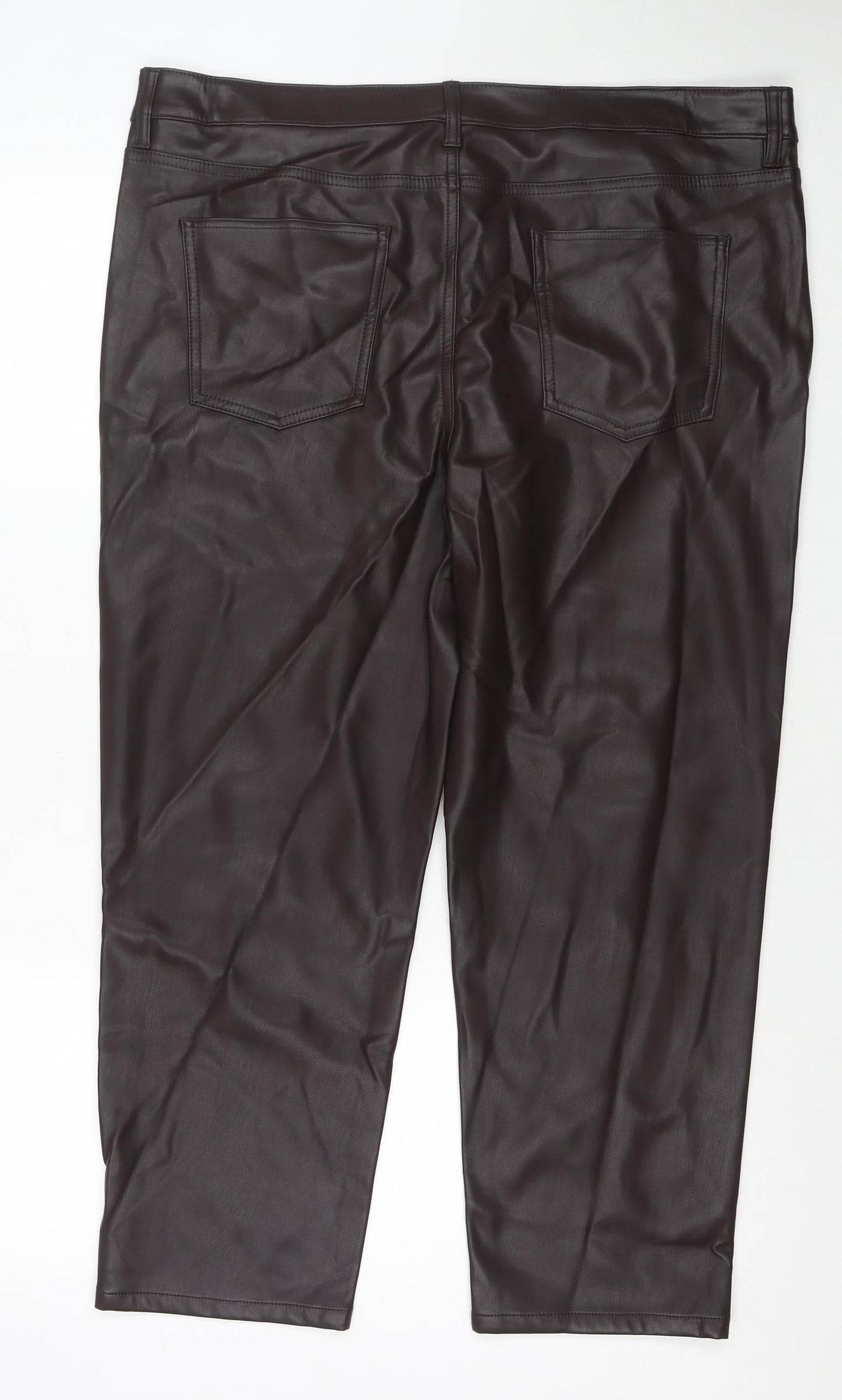 Marks and Spencer Womens Brown Polyester Pedal Pusher Trousers Size 20 L25 in Regular