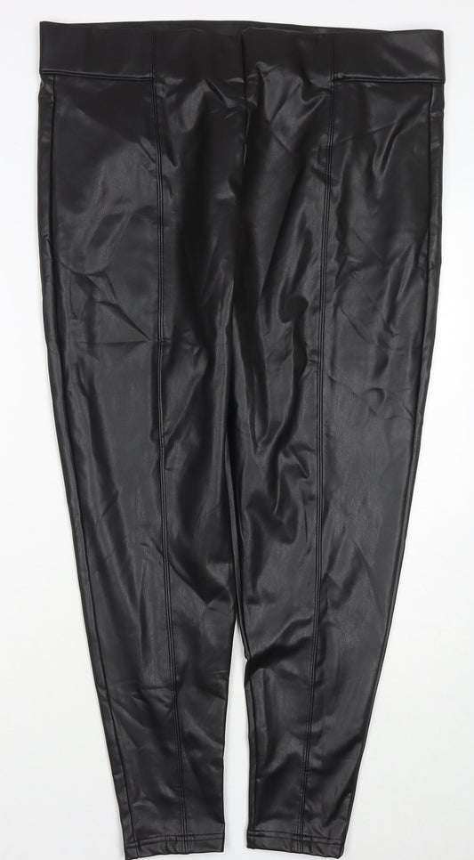 Marks and Spencer Womens Black Polyester Pedal Pusher Trousers Size 20 L27 in Regular