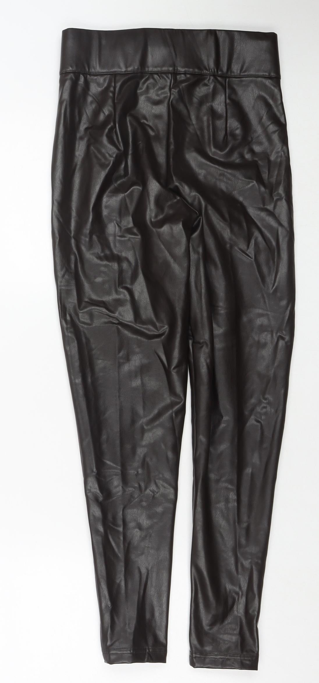 Marks and Spencer Womens Brown Polyester Pedal Pusher Trousers Size 8 L25 in Regular