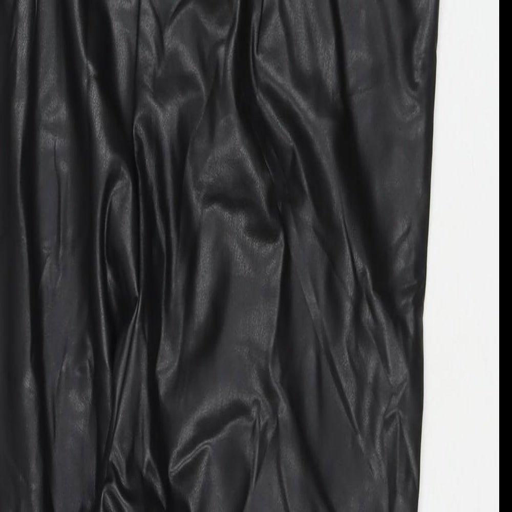 Marks and Spencer Womens Black Polyester Cropped Trousers Size 18 L24 in Regular
