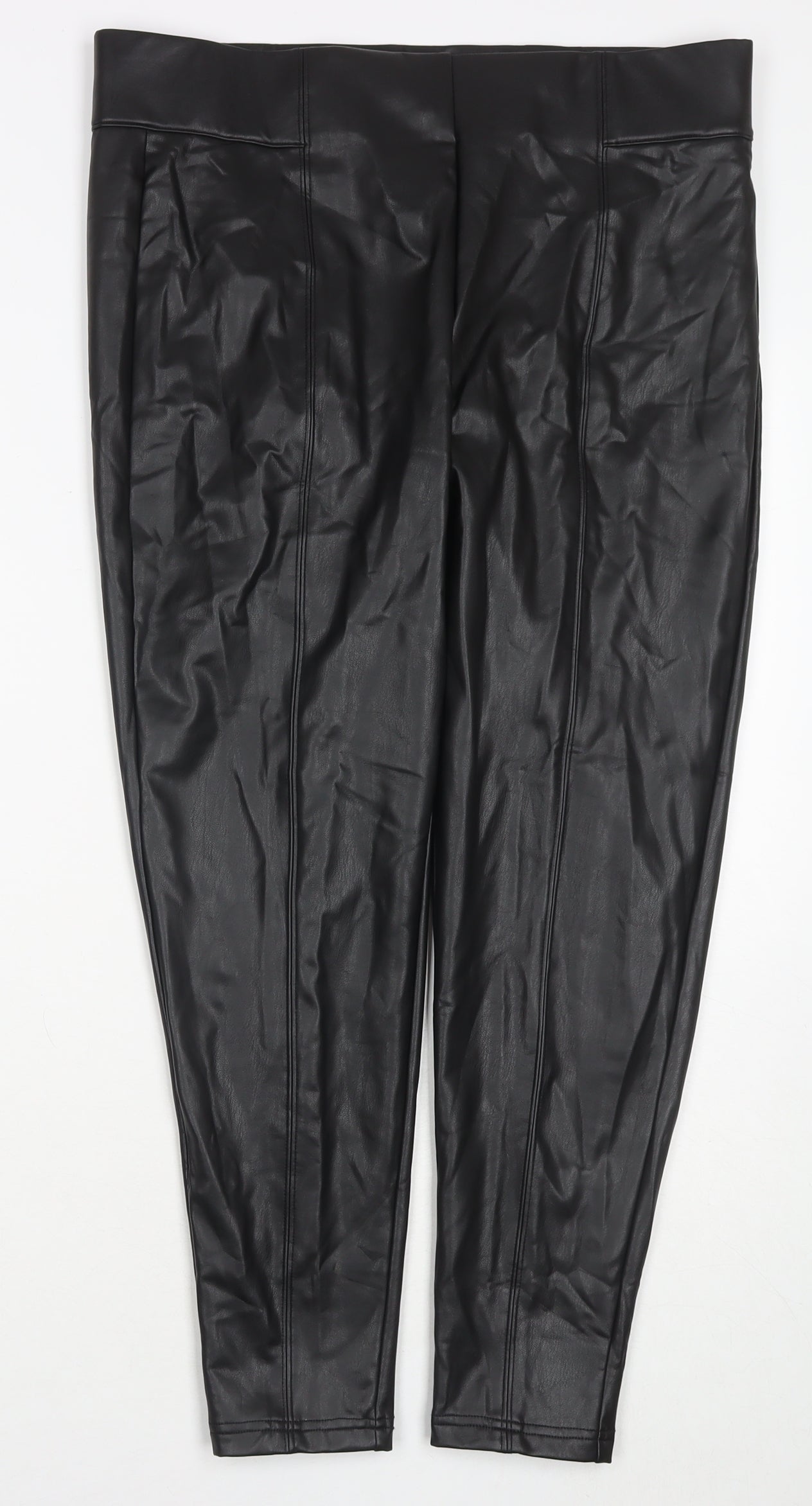 Marks and Spencer Womens Black Polyester Pedal Pusher Trousers Size 20 L27 in Regular