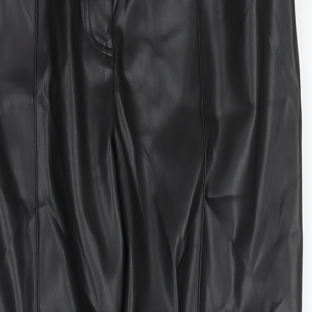 Marks and Spencer Womens Black Polyester Trousers Size 18 L26 in Regular Zip