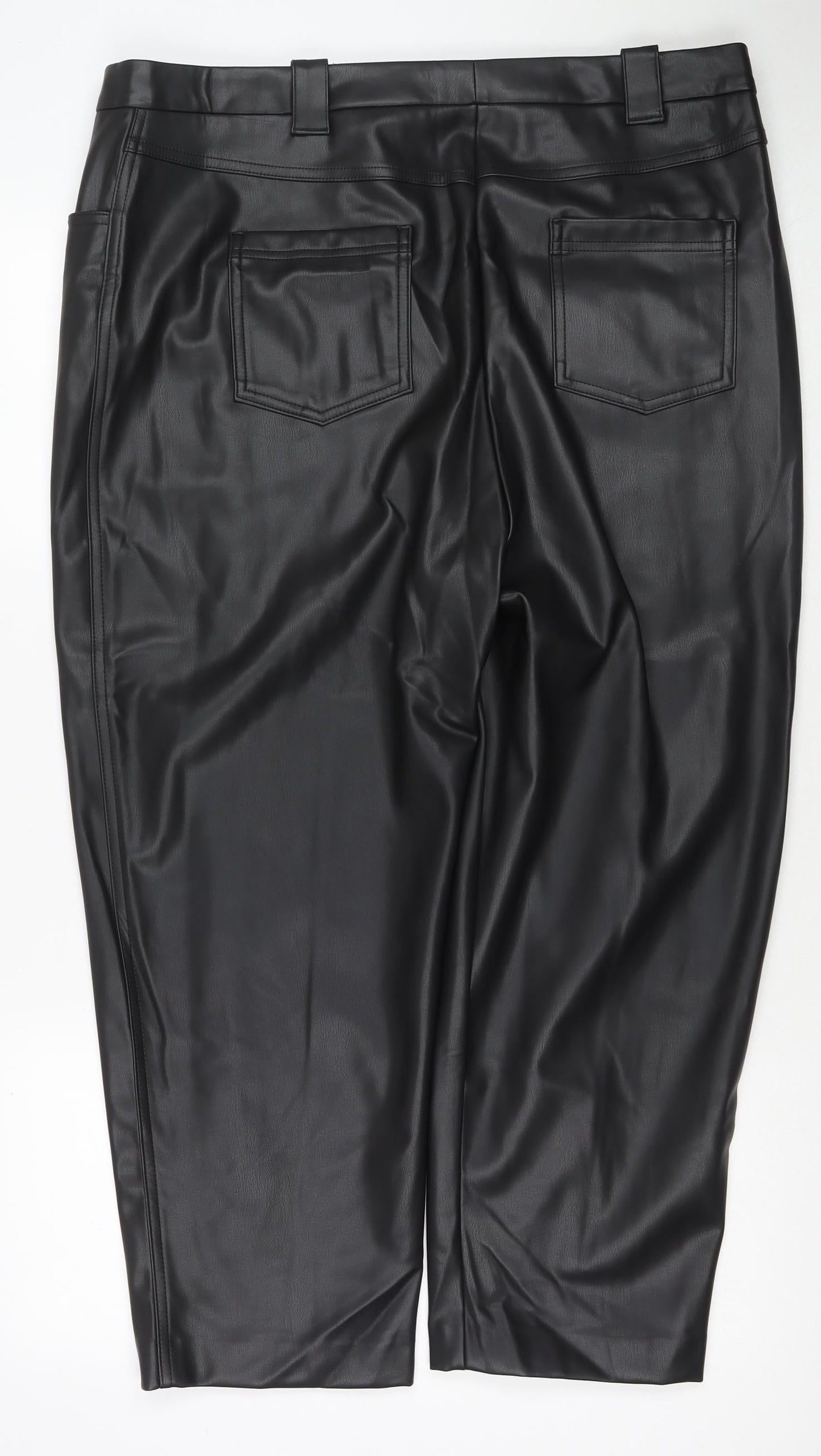 Marks and Spencer Womens Black Polyester Trousers Size 20 L24 in Regular Zip