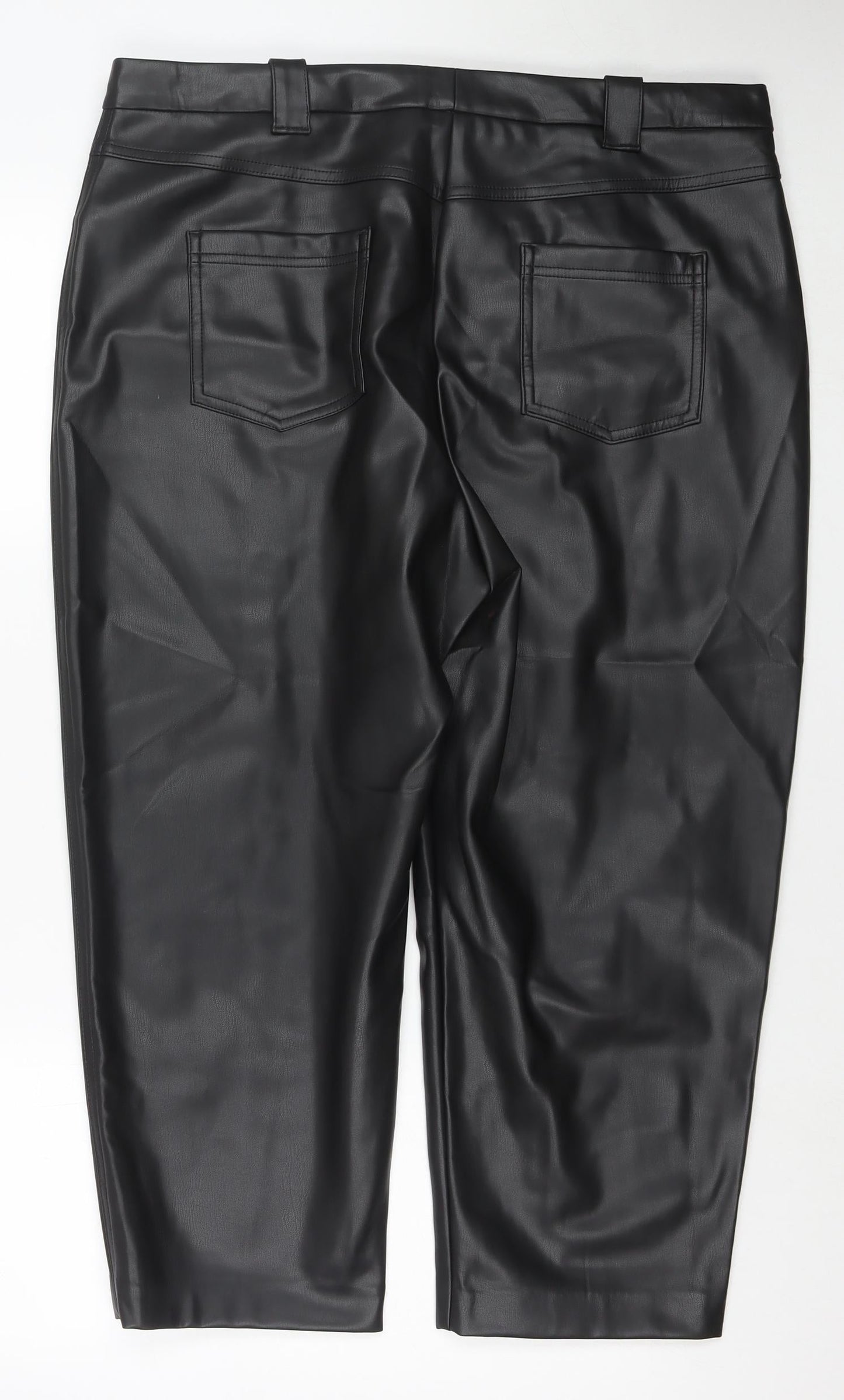 Marks and Spencer Womens Black Polyester Cropped Trousers Size 20 L22 in Regular Zip