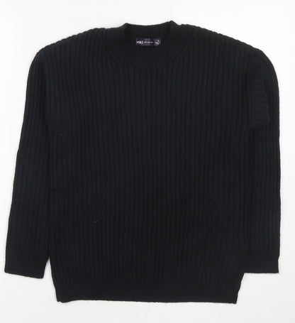 Marks & Spencer Womens Black Round Neck Polyester Pullover Jumper Size M