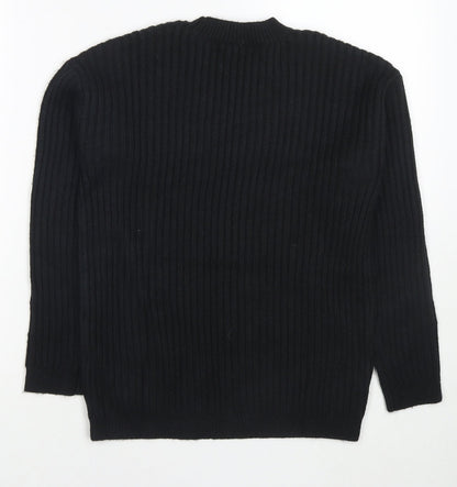 Marks & Spencer Womens Black Round Neck Polyester Pullover Jumper Size M