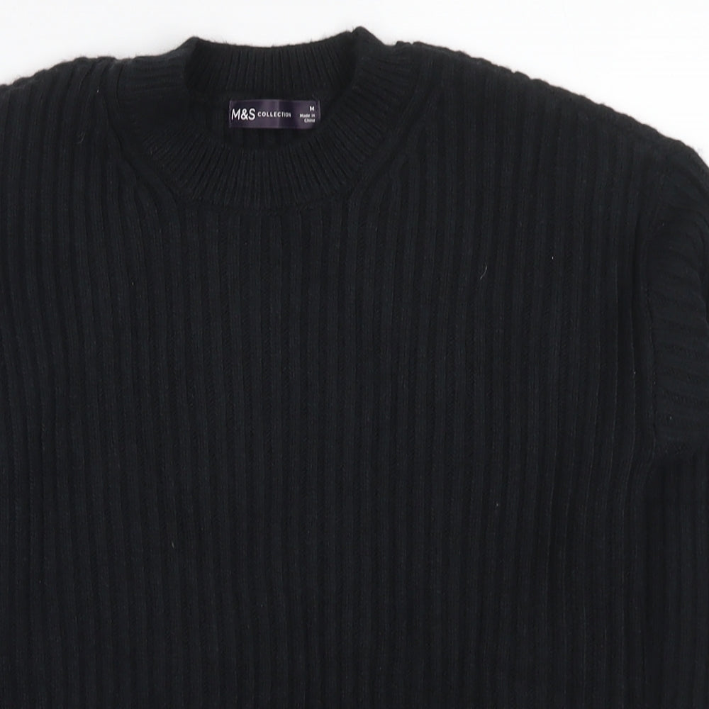 Marks and Spencer Womens Black Round Neck Polyester Pullover Jumper Size M