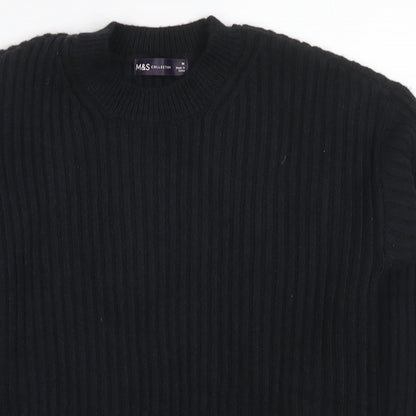 Marks & Spencer Womens Black Round Neck Polyester Pullover Jumper Size M